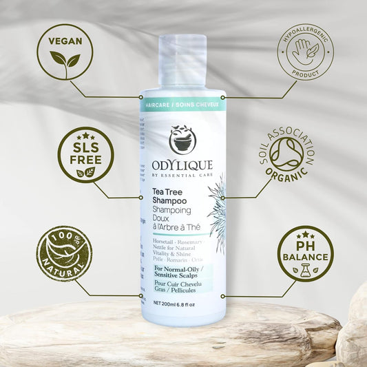 Odylique Organic & Natural Tea Tree Shampoo 500Ml | For Itchy Scalp | Vegan & 100% Natural | Sulphate Free Shampoo & Silicone Free | Salt Free