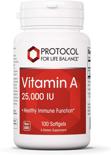 Protocol Vitamin A 25,000 Iu - Eye, Retina, And Immune Health - 100 Softgels