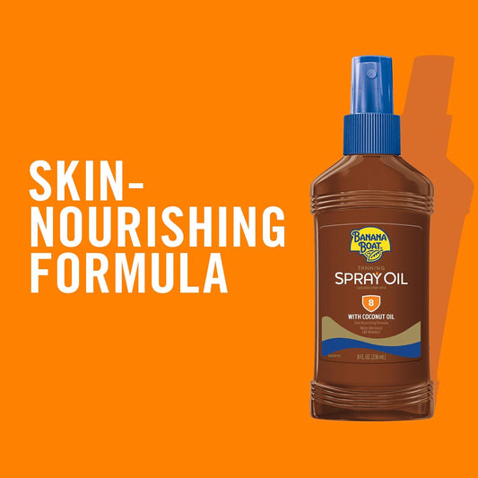 Banana Boat Tanning Oil Pump Spray Sunscreen Spf 8, 8Oz | Spf Tanning Oil, Outdoor Tanning Oil Spf 8, Oxybenzone Free Sunscreen, Banana Boat Spray Oil Spf 8, 8Oz (Pack Of 3)
