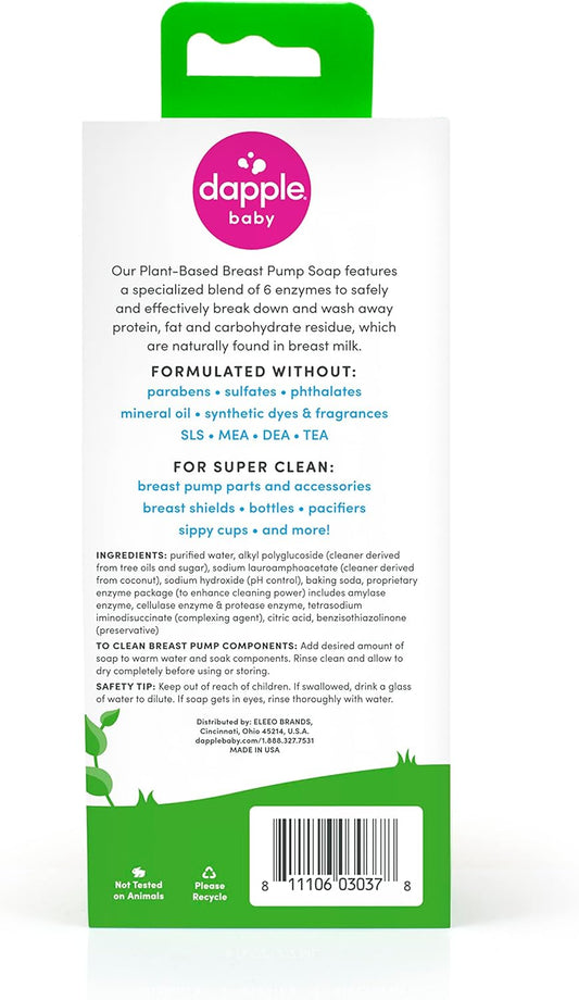 Dapple Breast Pump Soap Baby, 8 Fl Oz Bottle (Pack Of 3), Fragrance Free, Plant Based & Hypoallergenic Liquid Soap - Easy Rinse Formula Removes Milk Residue & Leaves No Taste