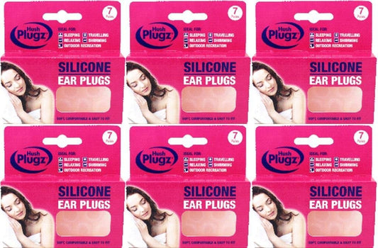 Hush Plugz Silicone Ear Plugs 7 Pairs X 12 Packs