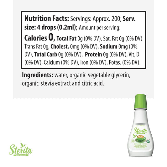 Stevita Organic Liquid Stevia - 1.35 Oz - All-Natural Sweetener, Zero Calories - Usda Organic, Non-Gmo, Vegan, Kosher, Keto, Paleo, Gluten Free - 200 Servings