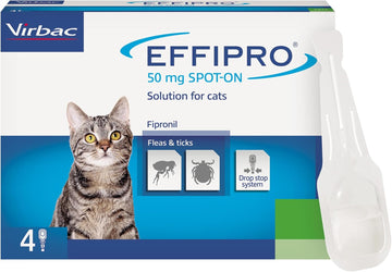 Effipro Flea & Tick Spot-On For Cats | Fast-Acting | 4 Pipettes | Vet-Strength Formula | Easy To Apply | For Cats 1Kg+