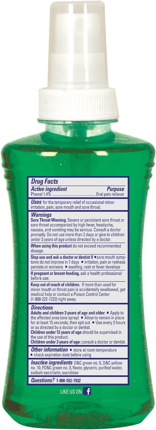 Chloraseptic Sore Throat Spray, Menthol, 6 Fl Oz, 3 Bottles