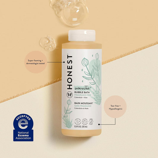 The Honest Company Foaming Bubble Bath | Gentle For Baby | Naturally Derived, Tear-Free, Hypoallergenic | Citrus Vanilla Refresh, 12 Fl Oz