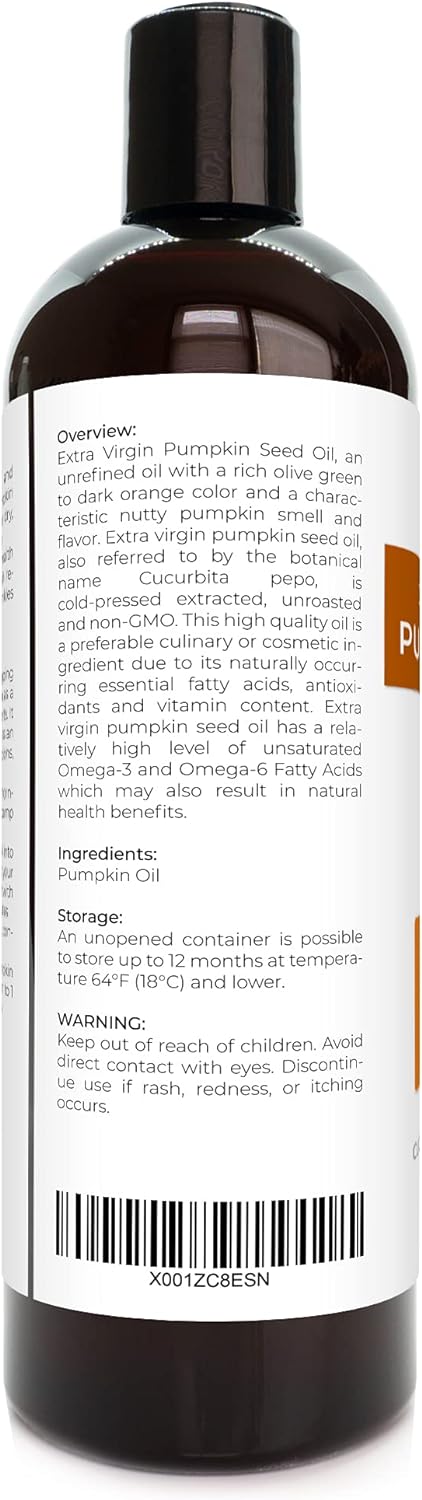 velona Pumpkin Seed Oil USDA Certified Organic - 16 oz | 100% Pure and Natural Carrier Oil | Unrefined, Cold Pressed | Cooking, Face, Hair, Body & Skin Care | Use Today - Enjoy Results : Grocery & Gourmet Food