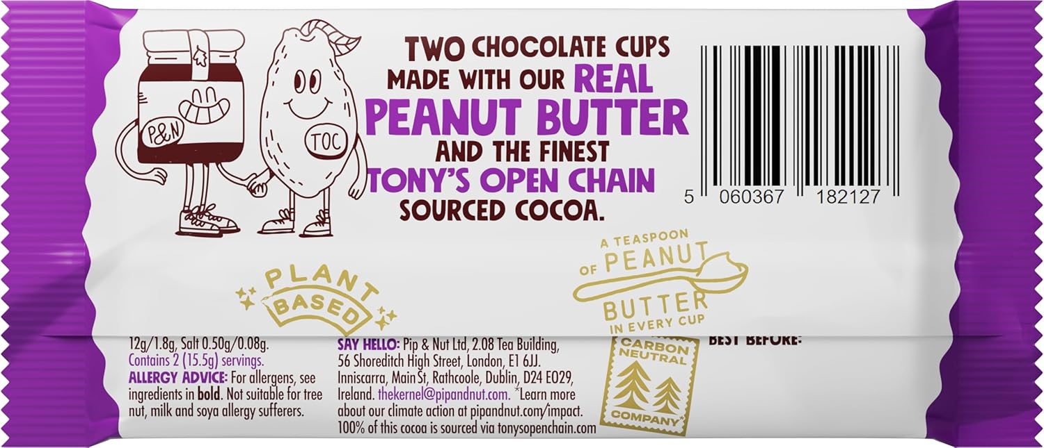 Pip & Nut - Dark Chocolate Almond Butter Cups (15 Pack - 2 Cups per Pack) | Single Origin Chocolate, Real Almond Butter, Natural Nut Butter, No Palm Oil, Vegan, Gluten Free, High in Fibre : Amazon.co.uk: Grocery