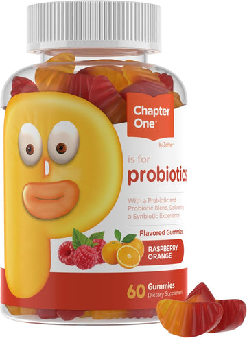 Zahler Chapter One Probiotic Gummies For Kids - Probiotics Gummies With Prebiotic Blend - Raspberry Orange Flavor - Kosher Vegetarian Non Gmo Probiotics For Kids - Probiotic With Fiber (60 Count)
