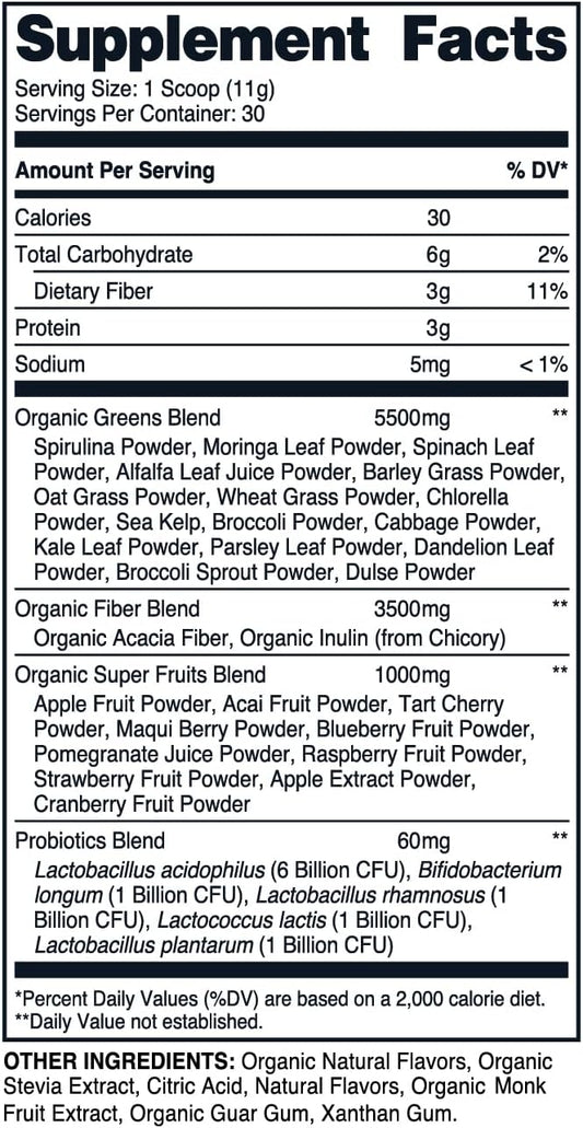 Nutricost Organic Super Greens Powder (30 Servings) Orange Sunrise Flavor - Superfood Supplement Drink Mix