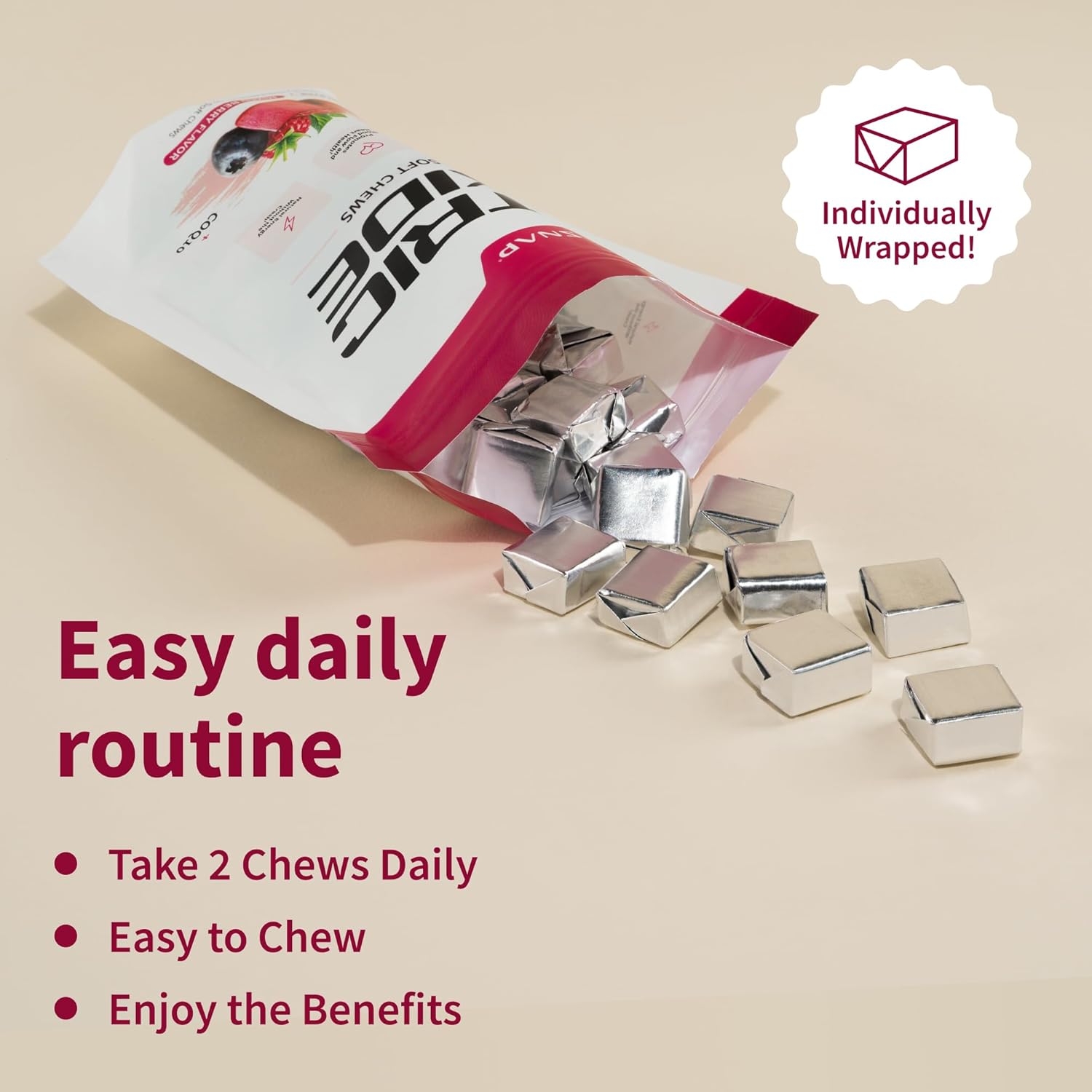 Snap Supplements Nitric Oxide Beet Chews, Nitric Oxide Booster, Natural Energy, Organic Beetroot Powder and COQ10, Support Healthy Blood Flow and Blood Circulation, Sugar-Free, 60 Soft Chews : Health & Household