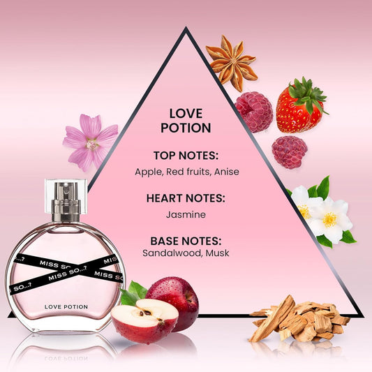So… Love Potion Eau De Parfum For Women - Travel Size Perfume For Women With Apple, Jasmine, Musk Notes - 1.7 Oz Edp Spray