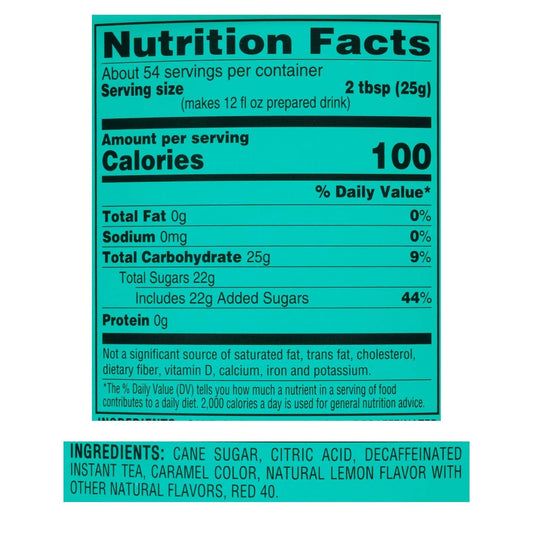 4C Powdered Drink Mix Cannisters, Decaffeinated Iced Tea 3 Pack, 20 Quarts, Family Sized Cannister, Thirst Quenching & Refreshing Flavors