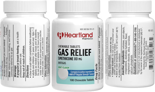 Gas Relief Simethicone 80Mg Chewable Tablet - Mint-Flavored Chewable Pill - Made In The Usa - (100 Count)