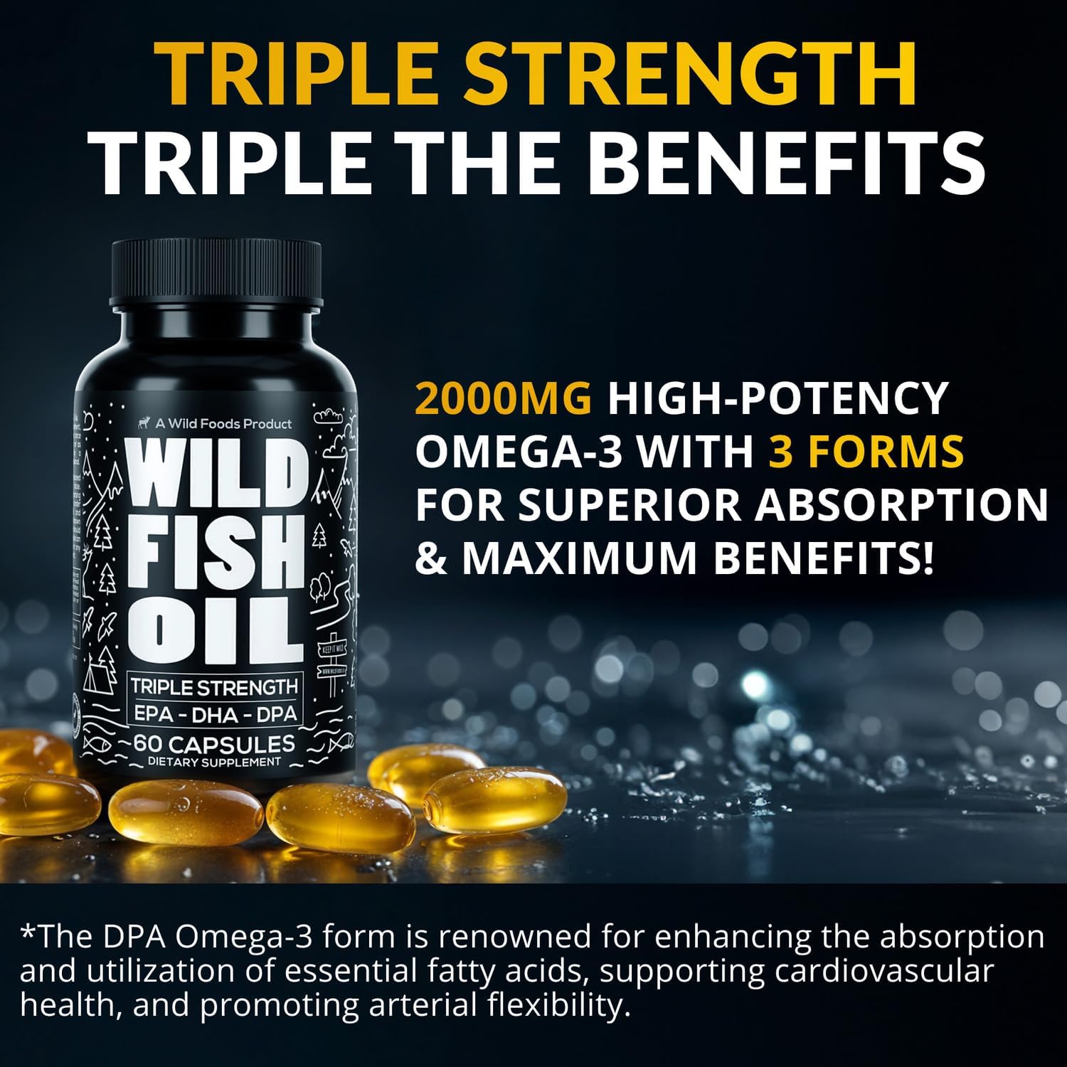 Buy Wild Foods Omega 3 Fish Oil Supplement, 120 Capsules (1 Pk) | Wild Caught, Burpless, Odorless, Non-Gmo, Gluten Free | Dpa, Dha, Epa Triple Strength Heart & Joint Nutrition For Women & Men On  Free Shipping On Qualified Orders