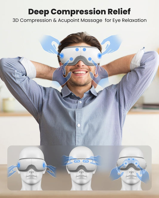 Nekteck Eye Massager With Heat, Bluetooth Eye Mask Massage For Migraine Relief, Heated Smart Migraine Massager To Reduce Strain, Dry Eyes, Sleep Relaxation, Birthday Gifts For Dad Her Him