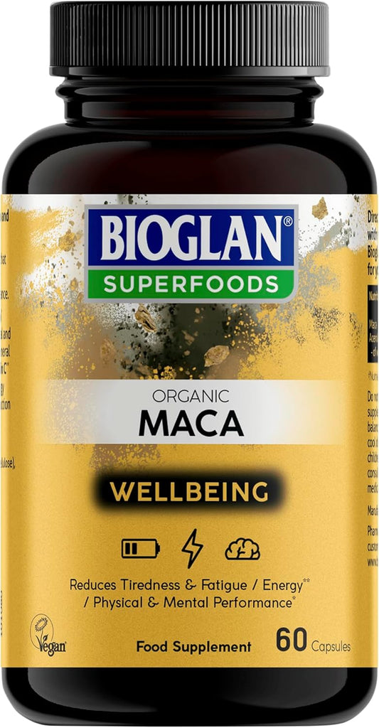 Bioglan Superfoods Organic Maca, high in Vitamin C | Energy & Stamina | Fatigue & Tiredness - 60 Capsules : Amazon.co.uk: Health & Personal Care