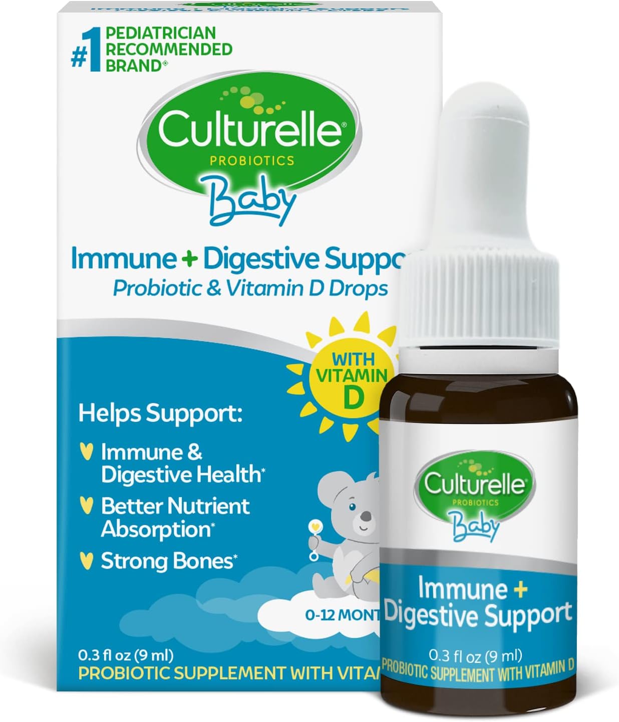 Culturelle, Baby Calm & Comfort Drops 0-12 Months, 0.29 Ounce & Baby Immune & Digestive Support Probiotic + Vitamin D Drops, Helps Support Immune Health : Everything Else