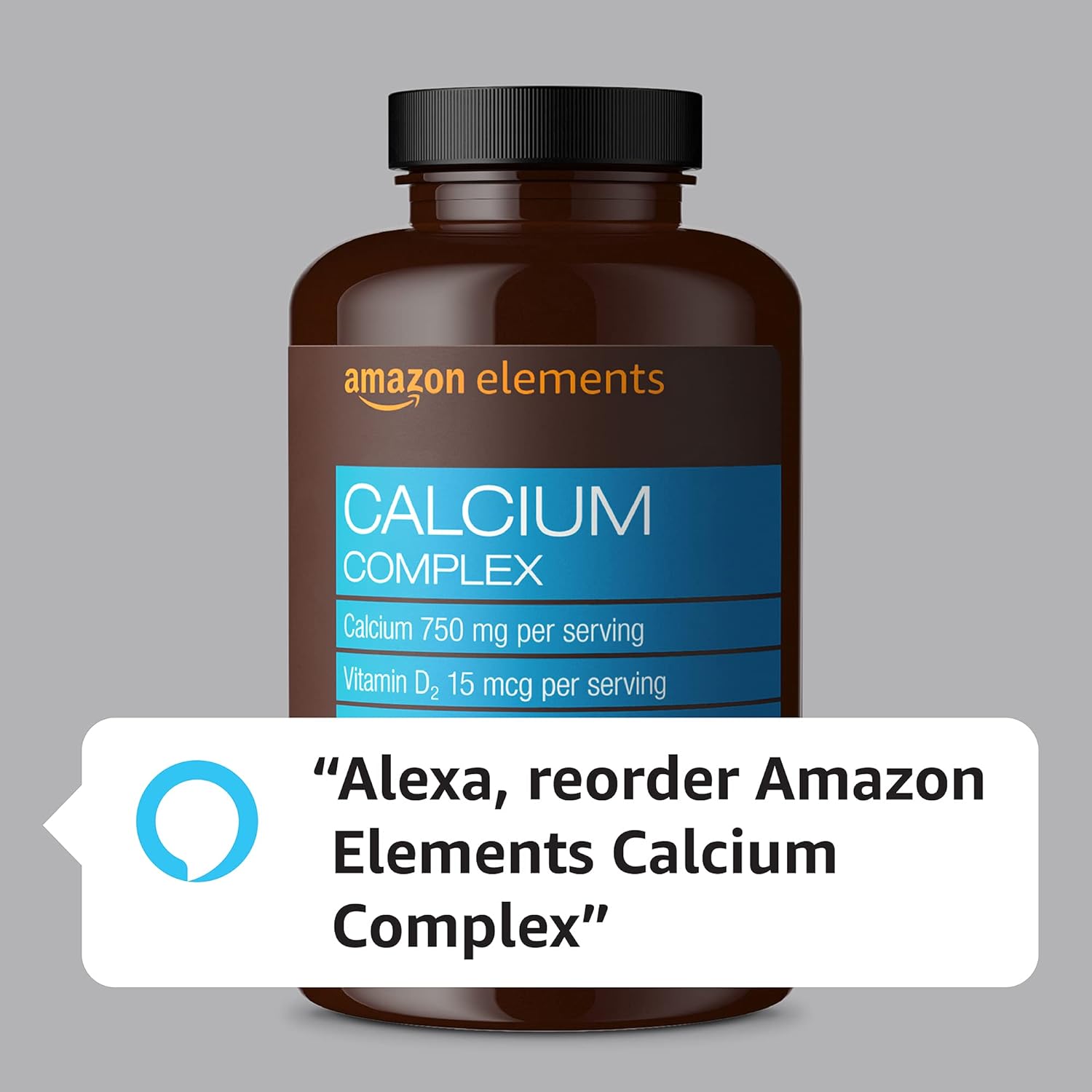 Amazon Elements Calcium Complex with Vitamin D, 250 mg Calcium (3 per Serving), Vegan, 195 Capsules (Packaging may vary), Supports Strong Bones and Immune Health : Health & Household