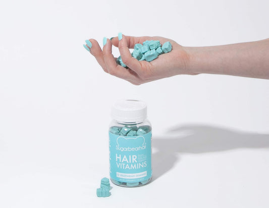 Sugarbearpro Hair Vitamins With Biotin, Vitamin E, Coconut Oil, Zinc, Folic Acid, Inositol - Vegan Gummies For Luscious Hair And Nails - Supplement For Women & Men (14 Days Supply)