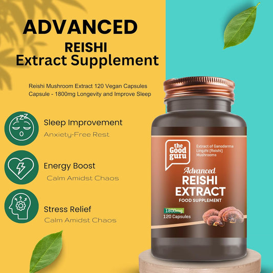 100% Organic Chaga Mushroom Extract -1800Mg - 120 Vegan Capsules | Improve Immunity- Energy, Mental Focus And Stress Relief | By Good Guru, Chaga Mushroom Extract
