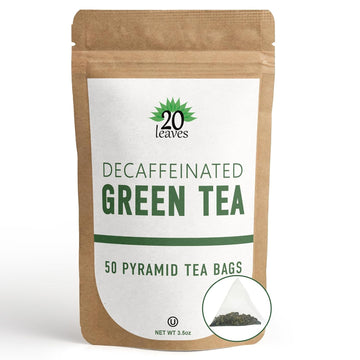 Decaffeinated Decaf Green Tea - 50 Pyramid Tea Bags Sachets In A Resealable Bag