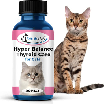 Bestlife4Pets Cat Hyperthyroid + Weight Gain Support - Feline Thyroid Supplement For Metabolic Support - All-In-One Thyroid Supplement For Weight Management - Easy To Use Natural Pills