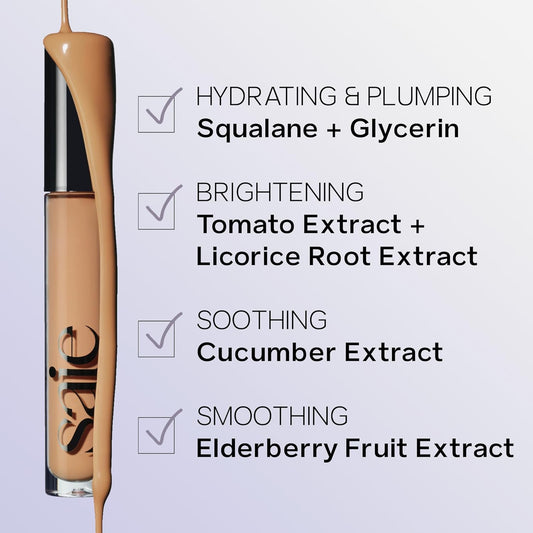 Saie Hydrabeam Under Eye Brightener - Sheer + Hydrating Eye Brightener With Cucumber Extract - Instantly Illuminates Skin For A Radiant Finish - Shade 3.5 (0.2 Oz)