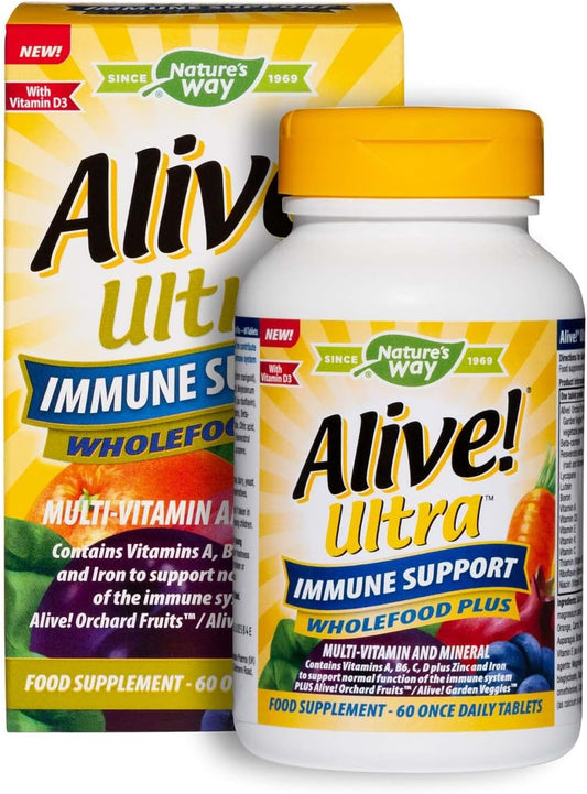 Alive! Ultra Immune Support Wholefood Plus, Contains 22 Vitamins And Minerals, Specifically Formulated To Support The Immune System - 60 Tablets