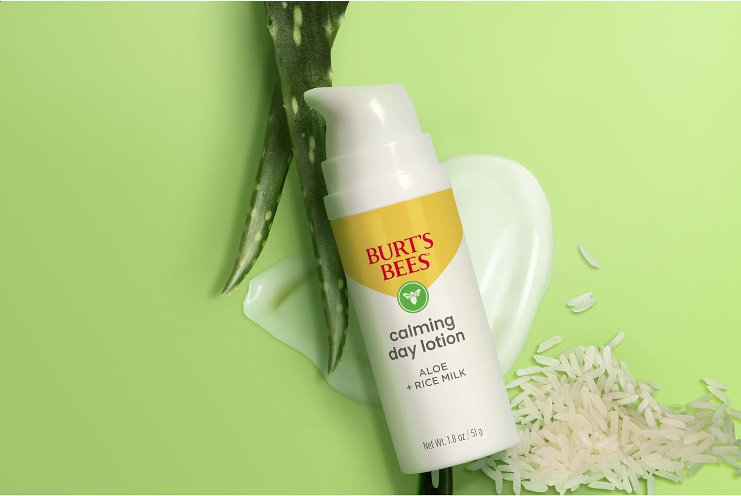 Burt's Bees Calming Day Lotion with Aloe and Rice Milk for Sensitive Skin, 98.8% Natural Origin, 1.8 Fluid Ounces : Facial Moisturizers : Beauty & Personal Care