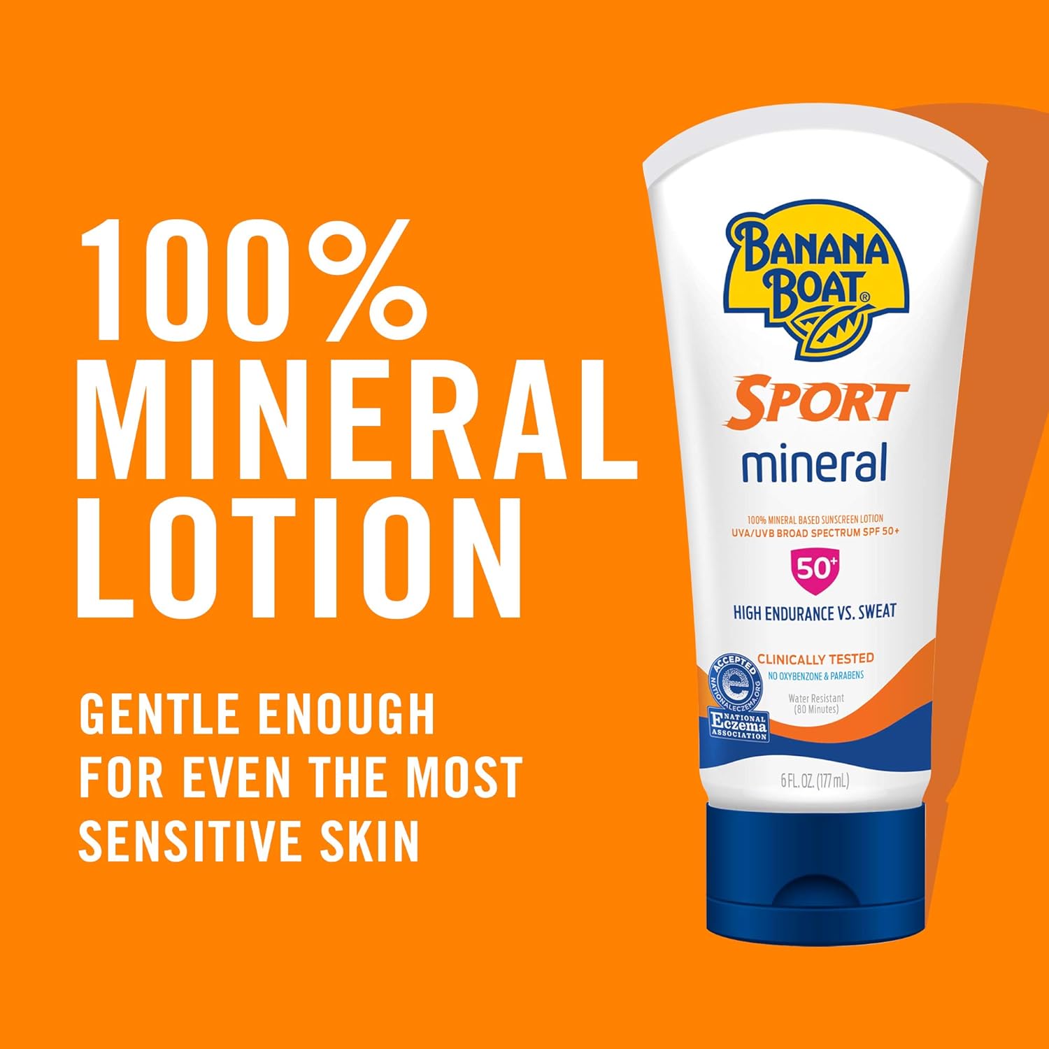 Banana Boat Sport 100% Mineral Sunscreen Lotion SPF 50, 6oz | Banana Boat Mineral Sunscreen, Oxybenzone Free Sunscreen, Sport Sunscreen, Sunblock, Banana Boat Lotion Sunscreen SPF 50, 6oz : Beauty & Personal Care