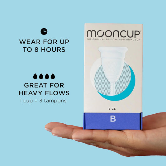 Mooncup The Original Silicone Menstrual Cup, Reusable, Ultra Soft & Easy Insert, Great For Heavy Flows, Size B, Age 30 Or Under (Pack Of 1)