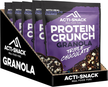 Acti-Snack High Protein Triple Chocolate Granola - 5 X 350G Packs - Protein Granola | High Protein Cereals Breakfast | Low Sugar Granola - High Fibre Granola Cereal