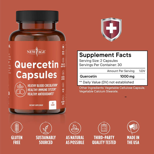New Age Quercetin 1000Mg Quercetin Vegetarian Capsules 120 Count