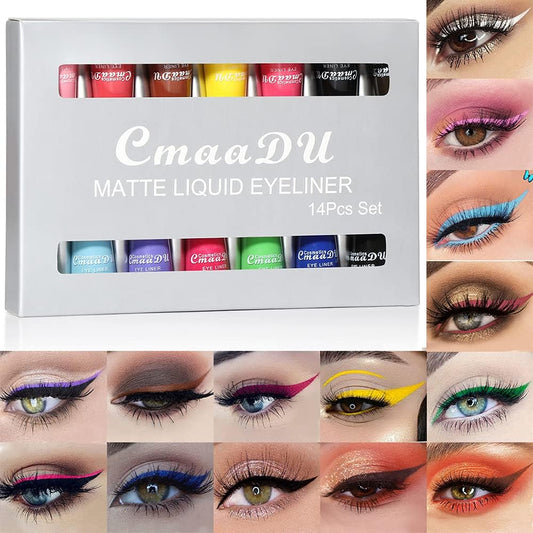 10 Color Liquid Eyeliner - Matte Quick-Drying, Waterproof Gel Colored Eyeliner (Orange)
