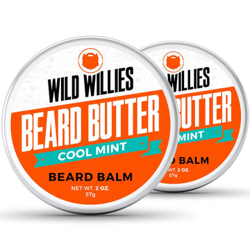 Wild Willies Premium Beard Balm Leave-In Conditioner Natural, Organic Ingredients Promote Fast Beard Growth, Removes Itch & Dandruff - Beard Butter Restores Moisture - 2Qty 2 Oz, Cool Mint Scent