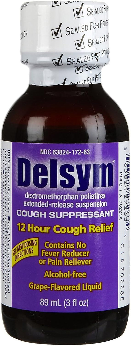 Delsym Childrens 12 Hour Cough Suppressant Liquid-Grape-3 Oz