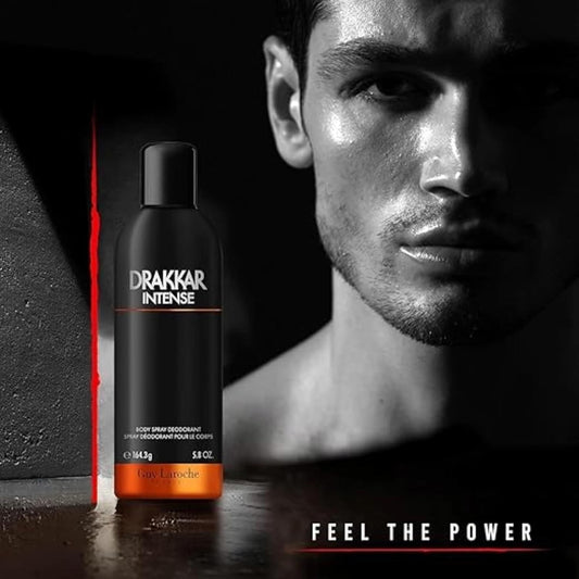 Guy Laroche Drakkar Intense, Seductive & Irresistible Body Spray, Ambery Fougere Fragrance, Long Lasting Mens Cologne, Body Spray For Men 5.8 Fl.Oz