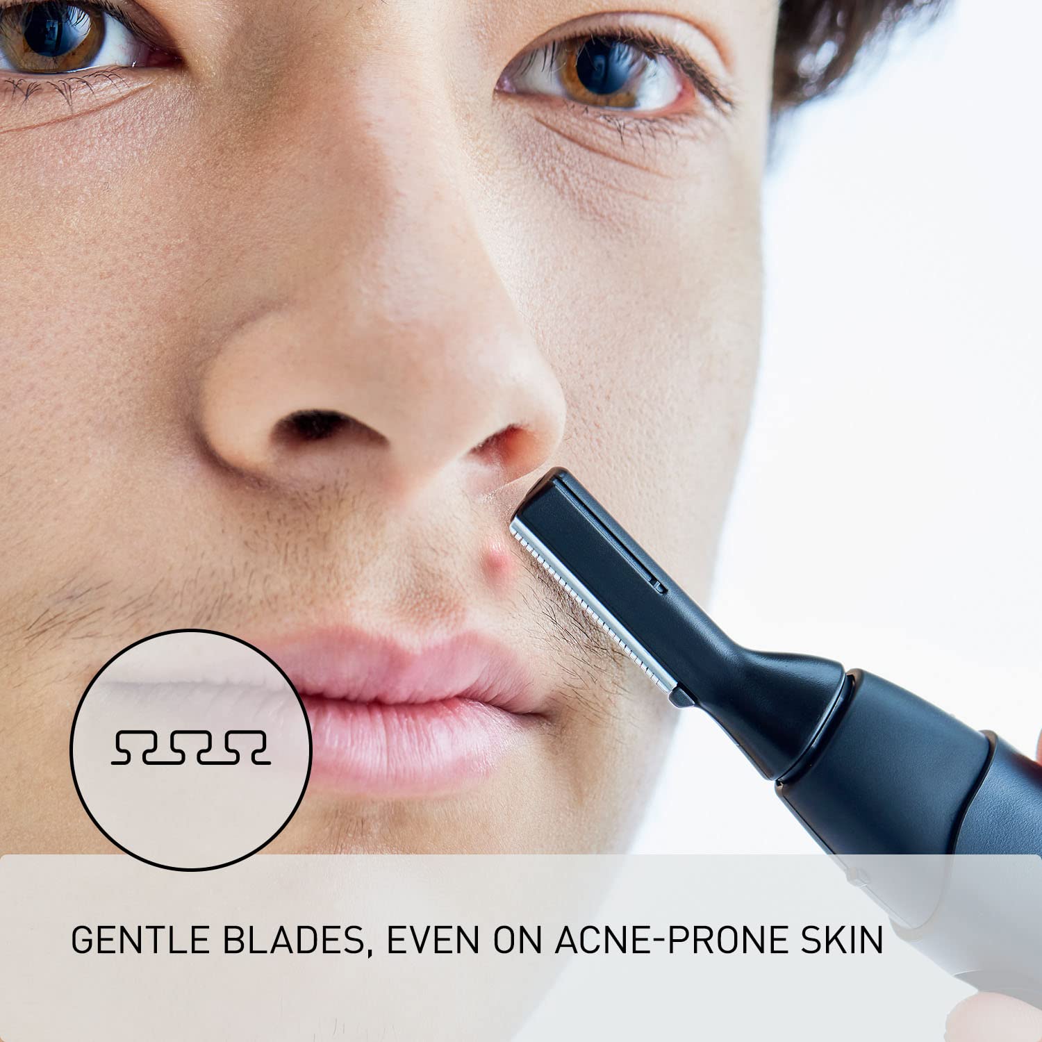 Panasonic Facial Hair Trimmer for Sensitive Skin, Unisex Detailer with Flexible Head, Gentle on Acne, Includes 2 Eyebrow Attachments, Wet/Dry - ER-GM40-K (Black) : Beauty & Personal Care