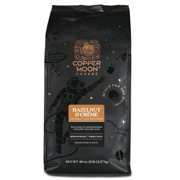Copper Moon Medium Roast Whole Bean Coffee, Hazelnut & Cream Blend, 5 Lb