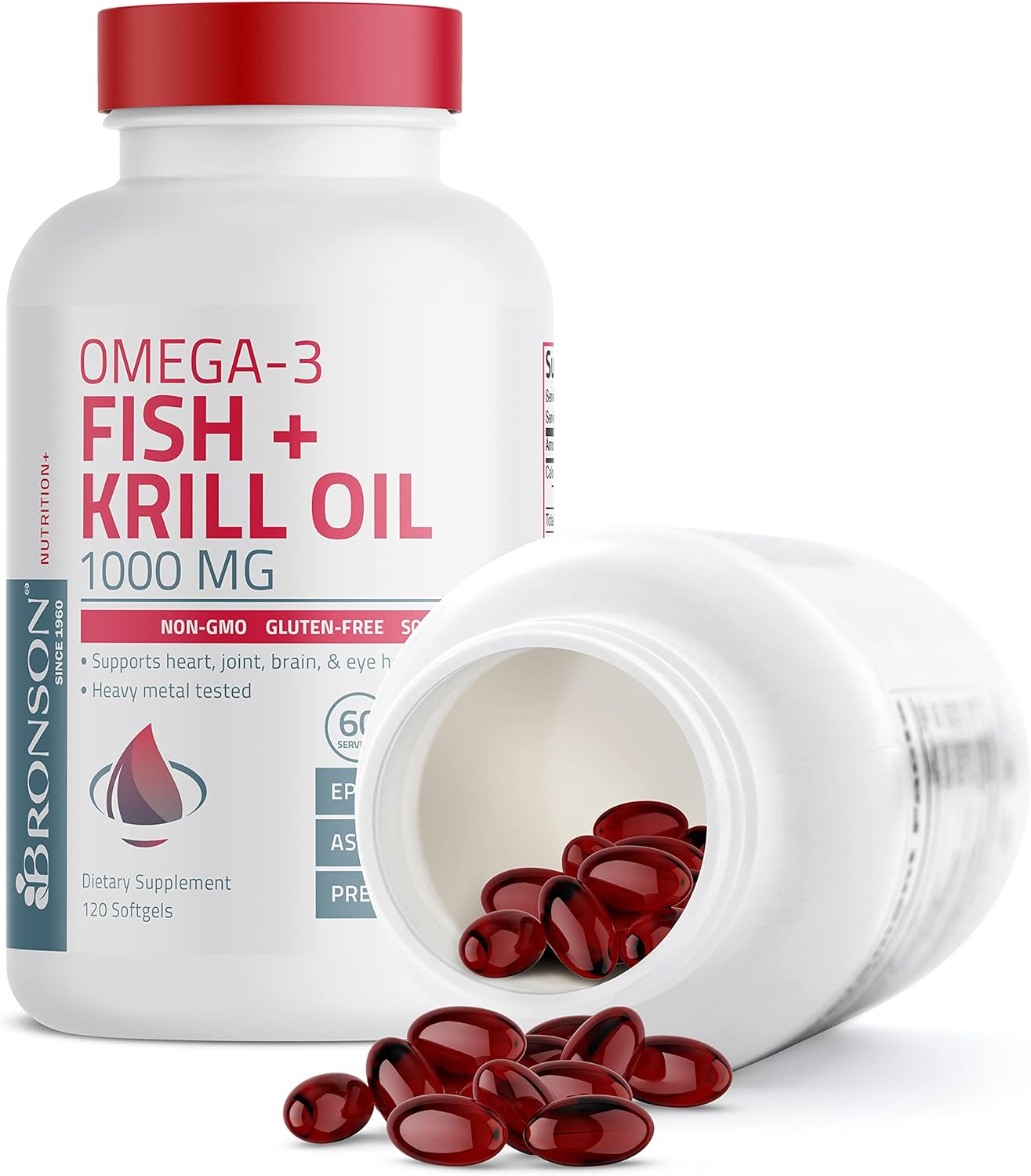 Bronson Omega-3 Fish + Krill Oil 1000 MG EPA DHA Astaxanthin Premium B