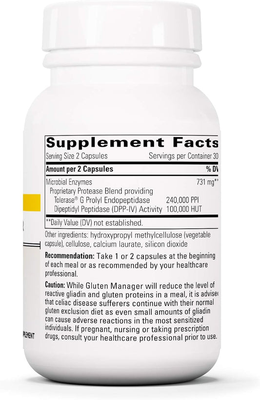Integrative Therapeutics - Gluten Manager - Dietary Supplement Enzyme Blend For Healthy Gluten And Dairy Digestion - 60 Capsules
