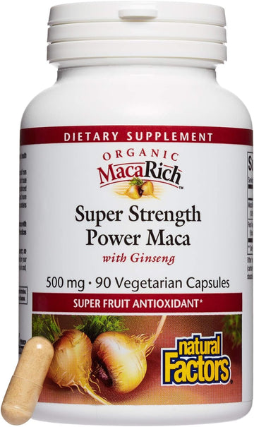 Macarich By Natural Factors, Super Strength Power Maca, Superfruit Antioxidant Supplement With Ginseng, 90 Capsules (90 Servings)