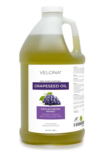 velona Grapeseed Oil 64 oz | 100% Pure and Natural Carrier Oil | Refined, Cold pressed | Cooking, Skin, Face, Body, Hair Care | Use Today - Enjoy Results