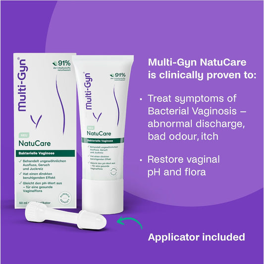 Multi-Gyn Natucare For Bacterial Vaginosis Treatment - Naturally Treats Abnormal Discharge, Bad Odour And Itch - Effective Relief Of Bacterial Vaginosis Infections - 40 Ml Gel + Applicator