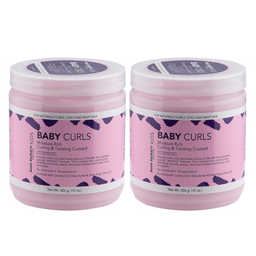 Aunt Jackie'S Kids Baby Curls, Moisture Rich Curling And Twisting Custard For Naturally Curly, Coily And Wavy Hair, 15 Oz, 2 Pack