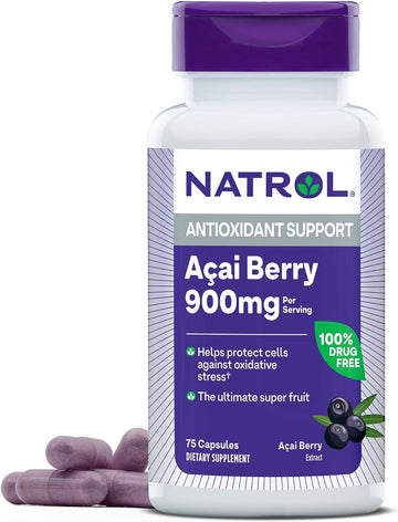 Natrol Acai Berry 1,000Mg, Antioxidant Protection, Capsules, 75Ct
