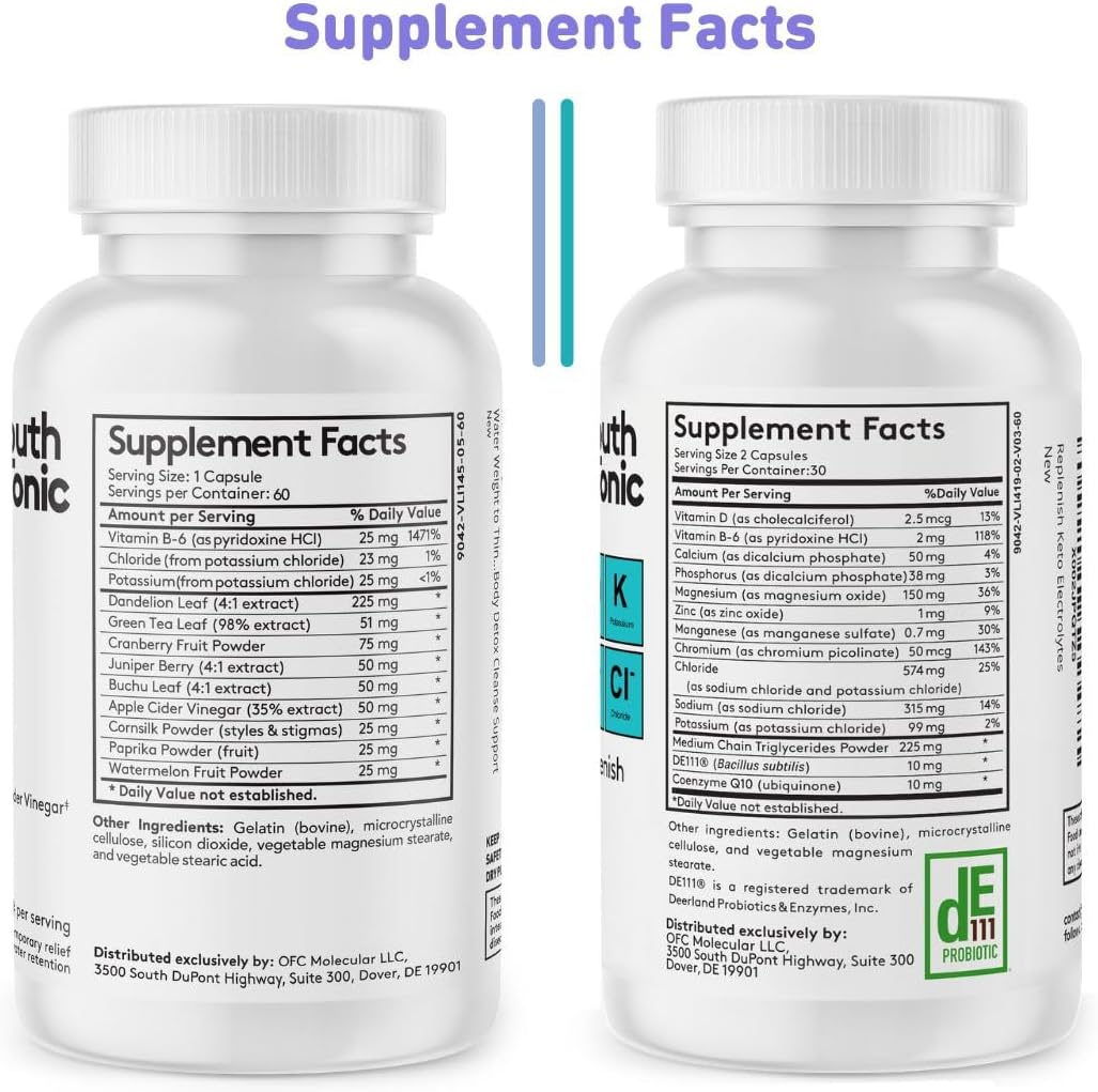 Water Weight Pills for Thin Waistline Belly Bloating Swelling & Temporary Water Retention + Electrolytes Replenish as Natural Diuretic Supplement for Woman & Men β 120 Capsules by Youth & Tonic : Health & Household