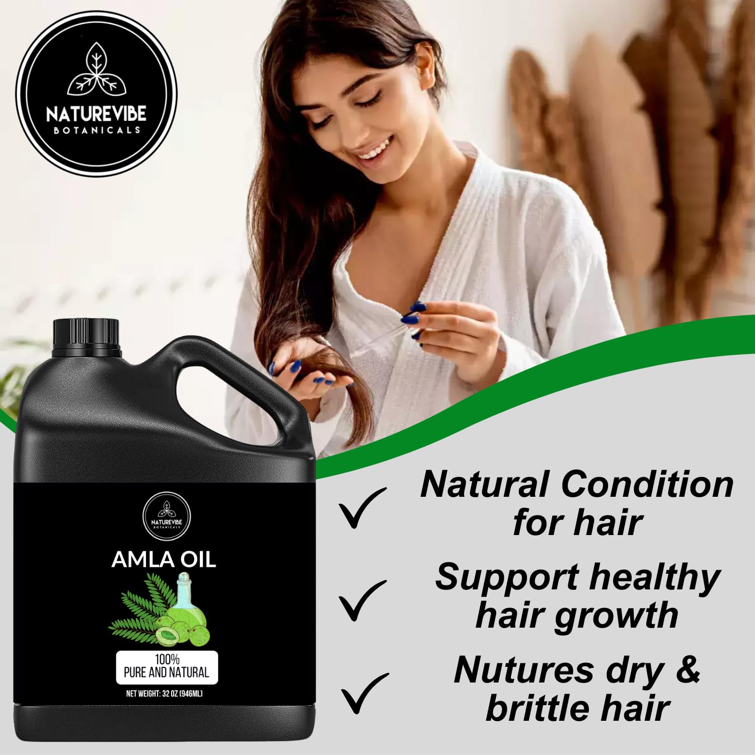 Naturevibe Botanicals Amla Oil 32 Ounces | 100% Pure And Natural | Great For Skin Care And Hair Care : Beauty & Personal Care