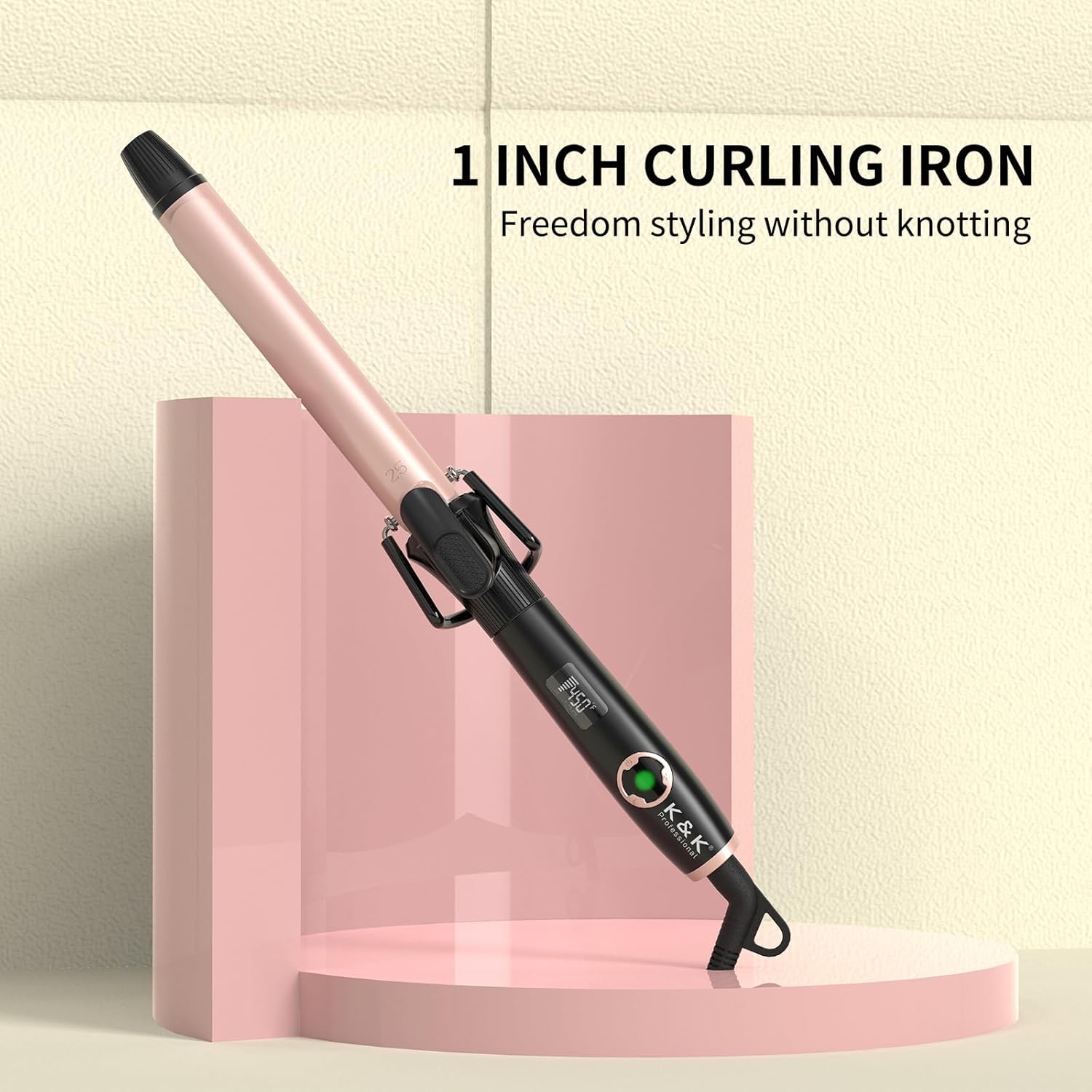 1 Inch Curling Iron With Clipped Tourmaline Ceramic Barrel Professional 1 Inch Hair Curler Up To 450°F Dual Voltage For Traveling 60 Mins Auto Off Suit For Different (Rose Gold, 1 Inch) : Beauty & Personal Care