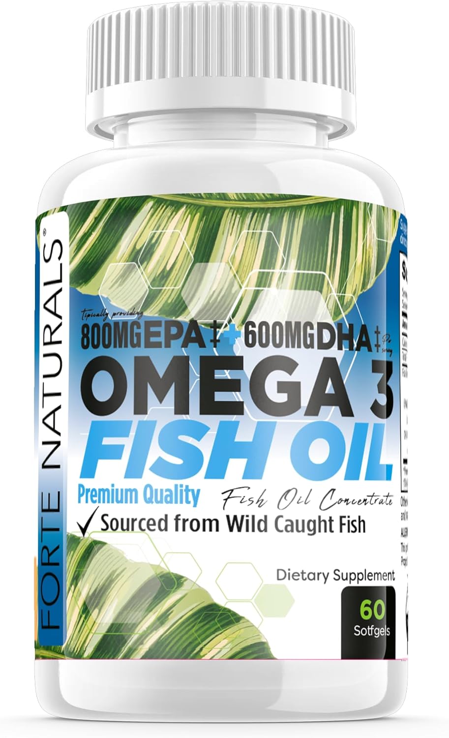 Forte Naturals Omega 3 Fish Oil 2000Mg High Potency 800Mg Epa Dha 600Mg Burpless Supplement Non Gmo Omega 3 Fatty Acid Supplements High Dose Fish Oil For Dogs Cats Humans Made In Usa : Health & Household